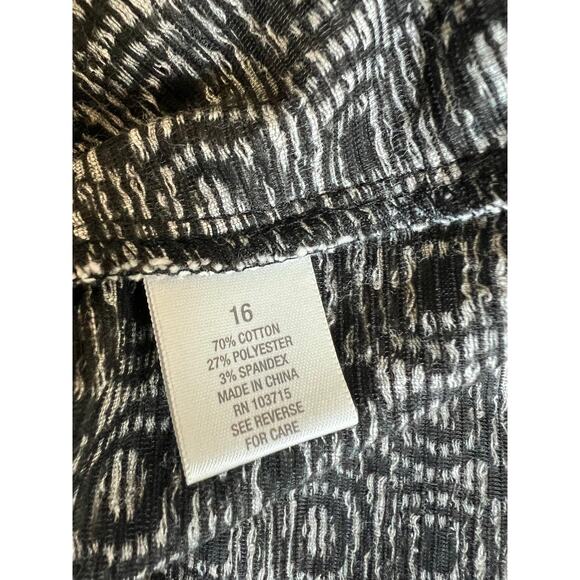 Dressbarn Black and White Geometric A-Line Crew Neck Sleeveless Dress Sz 16 - Picture 8 of 9